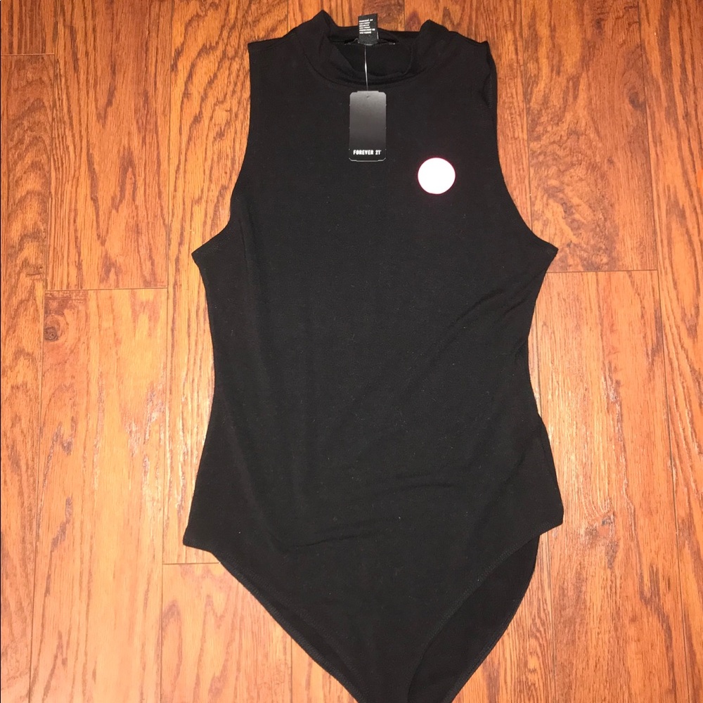 Sleeveless black bodysuit